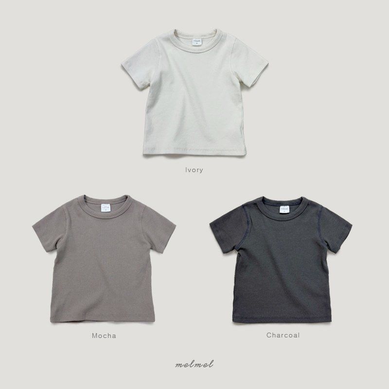 Melmel - Korean Children Fashion - #minifashionista - Rib Short Sleeve Tee - 12