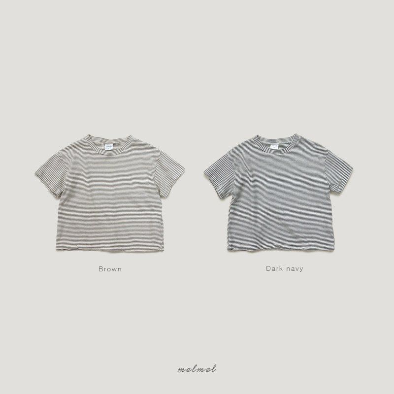 Melmel - Korean Children Fashion - #minifashionista - Stripe Short Sleeve Tee - 11