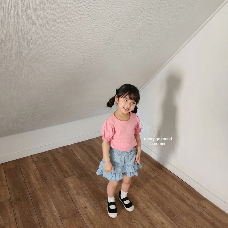 Merry Go Round - Korean Children Fashion - #Kfashion4kids - Pink Coat Puff Tee - 5