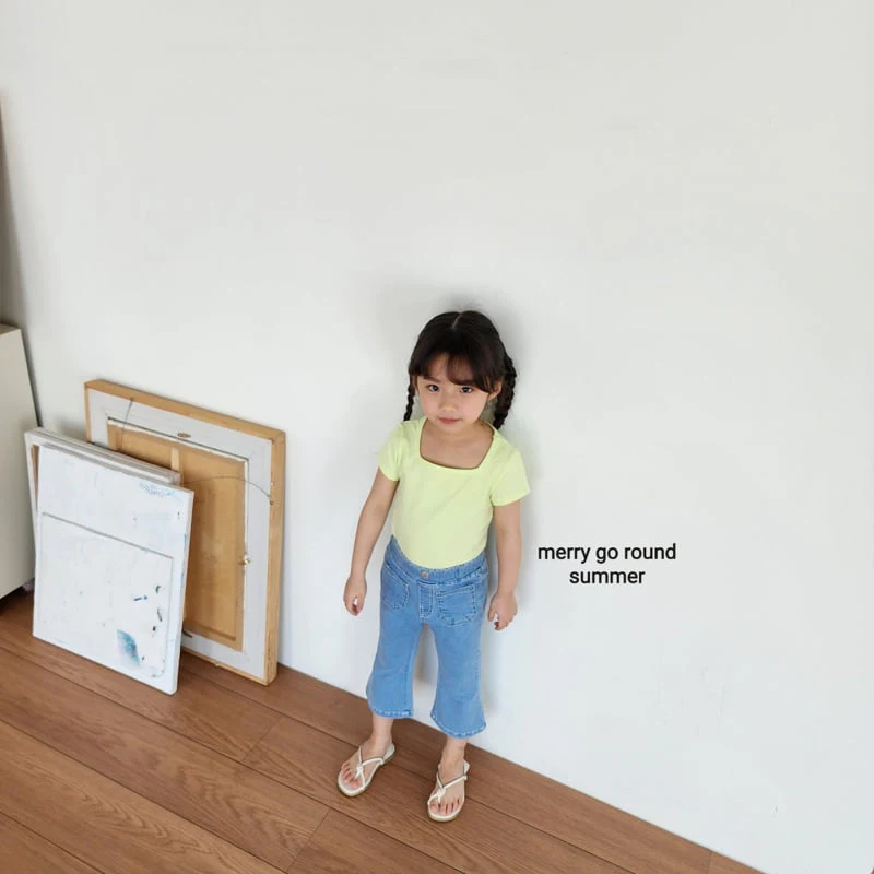 Merry Go Round - Korean Children Fashion - #childofig - Square Neck Short Sleeve Tee - 5