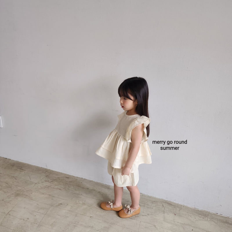 Merry Go Round - Korean Children Fashion - #childrensboutique - Frill Blouse Set