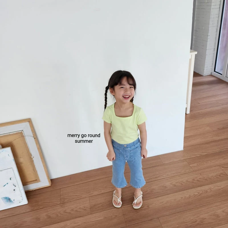 Merry Go Round - Korean Children Fashion - #childrensboutique - Square Neck Short Sleeve Tee - 6