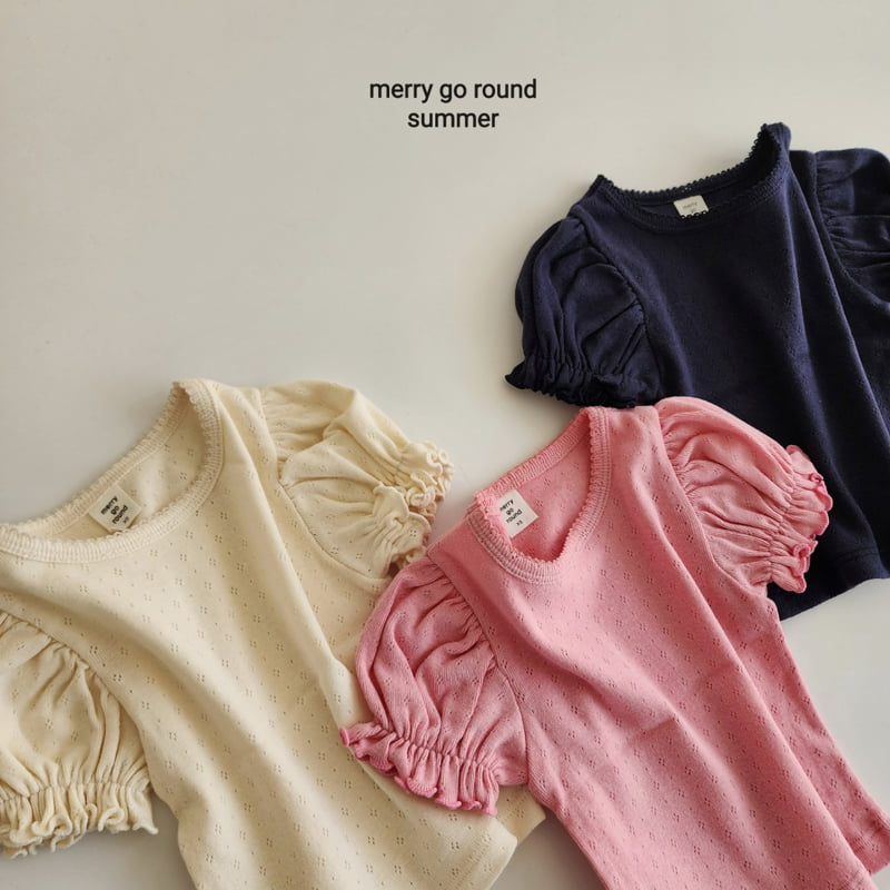 Merry Go Round - Korean Children Fashion - #fashionkids - Pink Coat Puff Tee