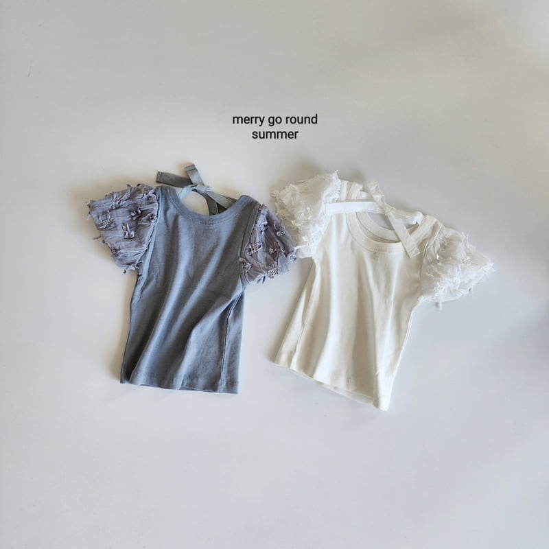 Merry Go Round - Korean Children Fashion - #fashionkids - Sleeve Ribbon Tee
