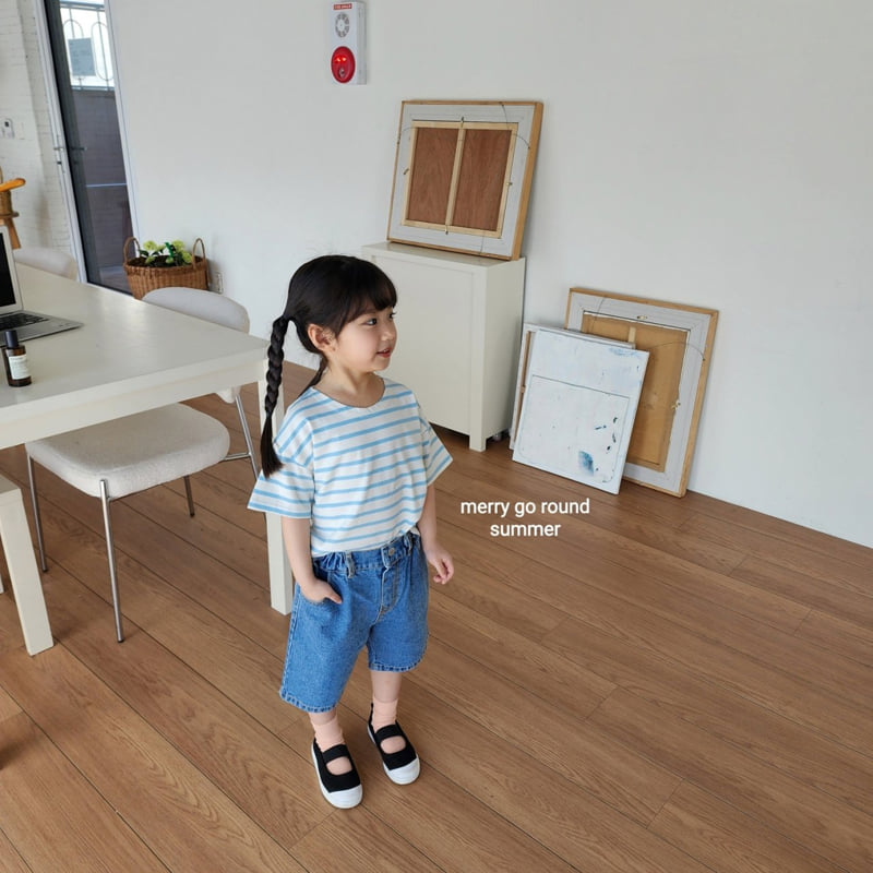 Merry Go Round - Korean Children Fashion - #kidsshorts - Stripe Tee - 8