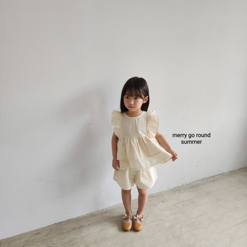Merry Go Round - Korean Children Fashion - #kidsshorts - Frill Blouse Set - 5