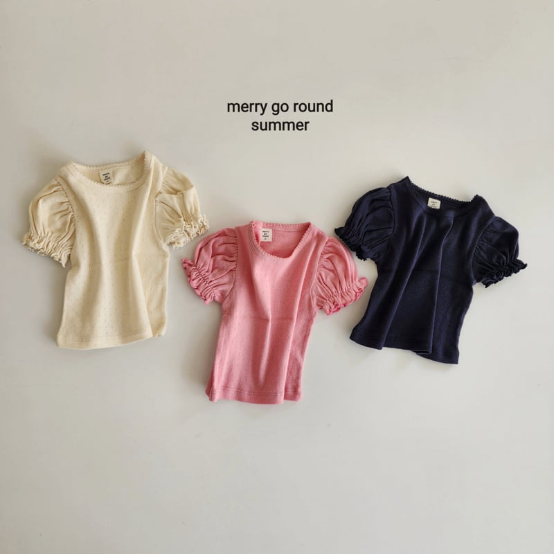 Merry Go Round - Korean Children Fashion - #kidsshorts - Pink Coat Puff Tee - 2