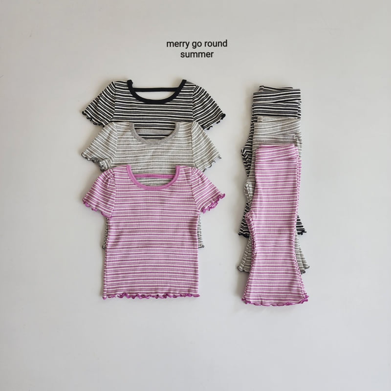 Merry Go Round - Korean Children Fashion - #kidsshorts - Striped Bootcut Set