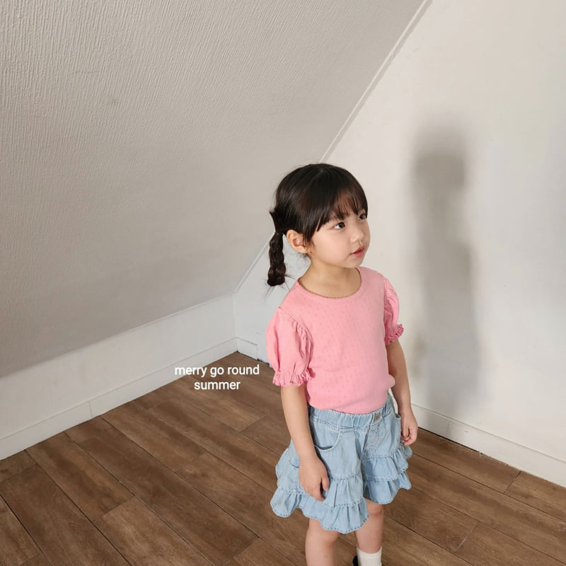 Merry Go Round - Korean Children Fashion - #kidsstore - Pink Coat Puff Tee - 4