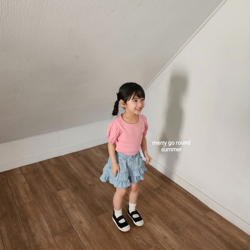 Merry Go Round - Korean Children Fashion - #littlefashionista - Pink Coat Puff Tee - 6
