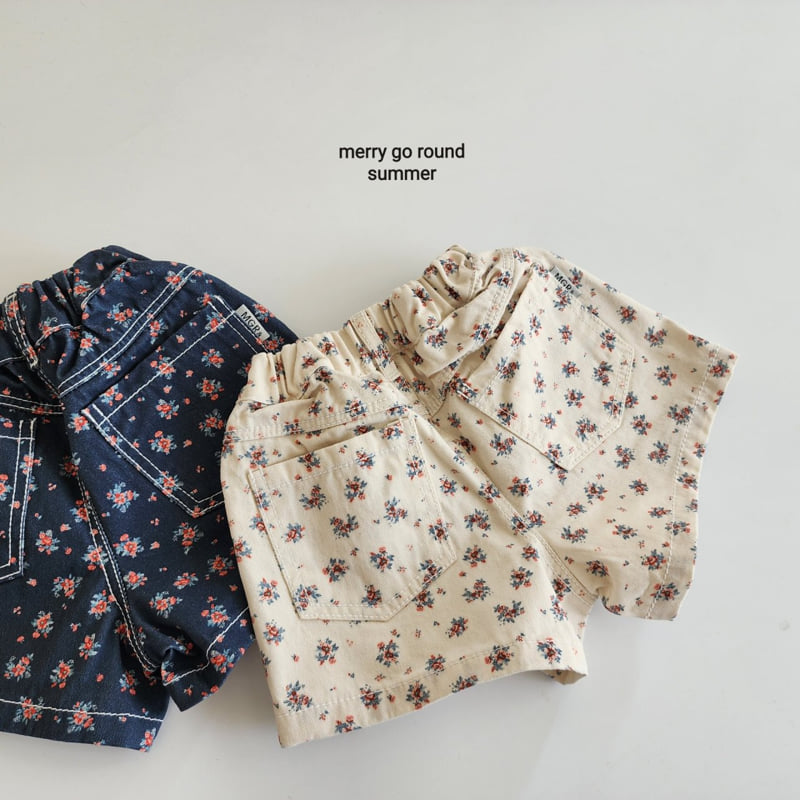 Merry Go Round - Korean Children Fashion - #littlefashionista - Flower Cotton Shorts - 2