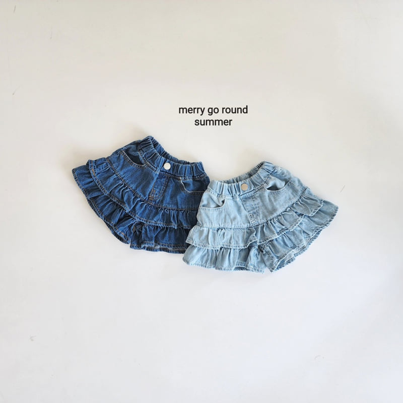 Merry Go Round - Korean Children Fashion - #littlefashionista - Denim Cancan Shorts