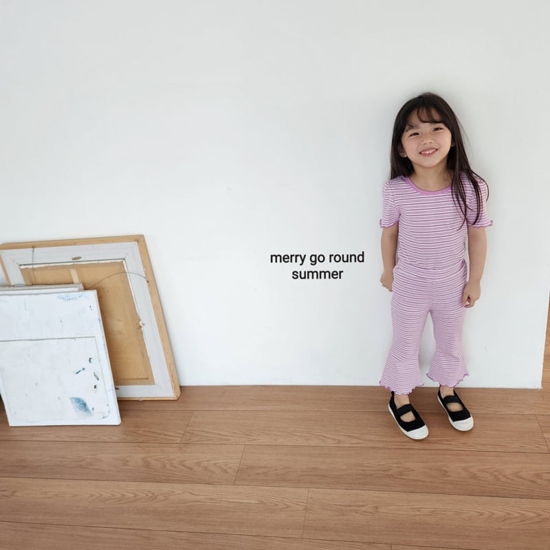 Merry Go Round - Korean Children Fashion - #prettylittlegirls - Striped Bootcut Set - 8