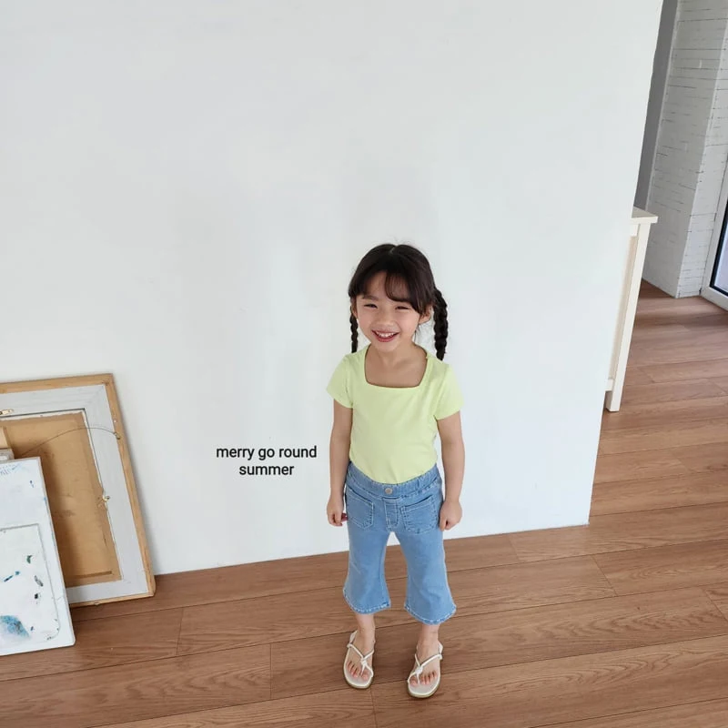 Merry Go Round - Korean Children Fashion - #toddlerclothing - Square Neck Short Sleeve Tee - 4