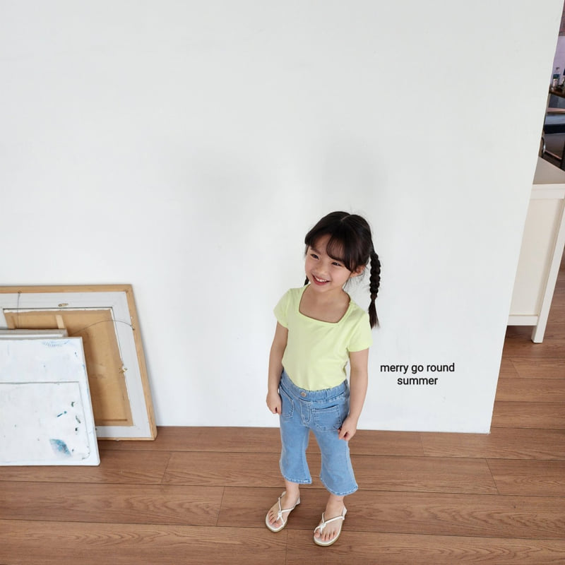 Merry Go Round - Korean Children Fashion - #toddlerclothing - Square Neck Short Sleeve Tee - 3