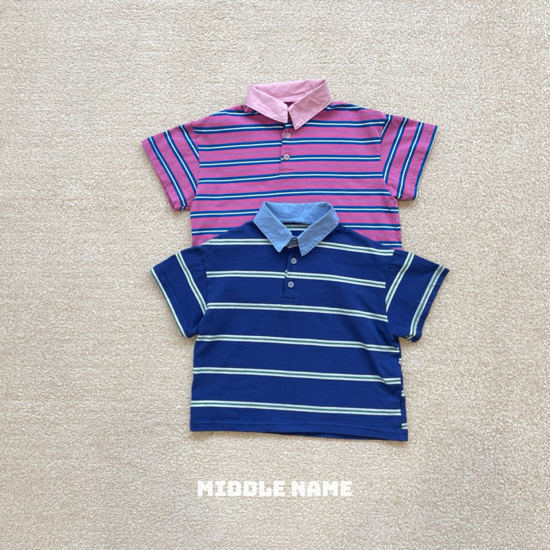 Middle Name - Korean Children Fashion - #Kfashion4kids - Collar Stripe Tee