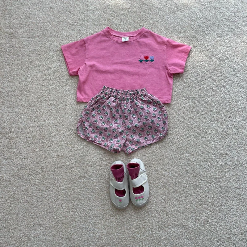 Middle Name - Korean Children Fashion - #childofig - Crop Flower Embroidery Tee - 5