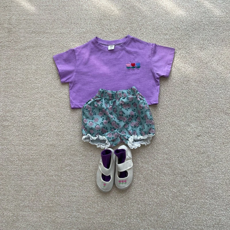 Middle Name - Korean Children Fashion - #designkidswear - Crop Flower Embroidery Tee - 7