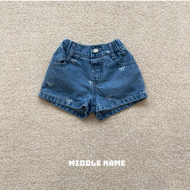 Middle Name - Korean Children Fashion - #kidsstore - Ribbon Short Denim Pants
