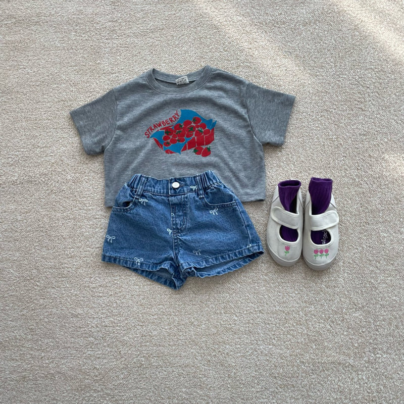 Middle Name - Korean Children Fashion - #kidzfashiontrend - Crop Strawberry Tee - 10