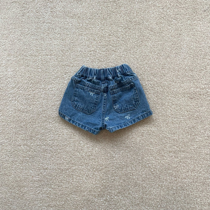 Middle Name - Korean Children Fashion - #kidzfashiontrend - Ribbon Short Denim Pants - 2