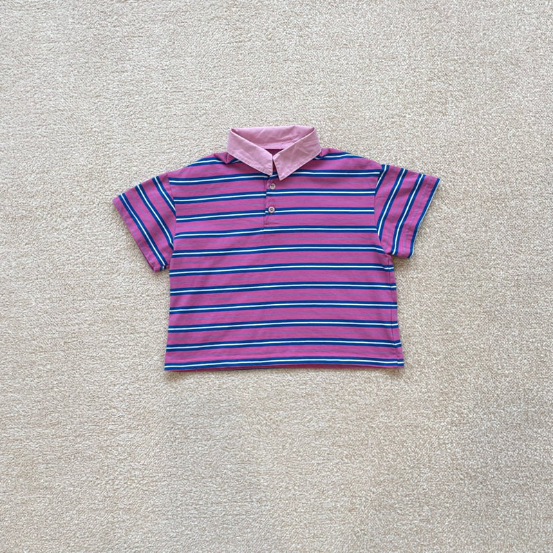 Middle Name - Korean Children Fashion - #magicofchildhood - Collar Stripe Tee - 3