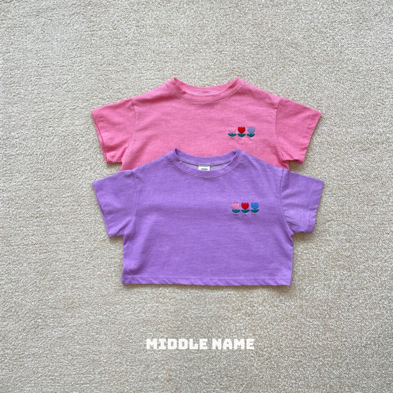 Middle Name - Korean Children Fashion - #magicofchildhood - Crop Flower Embroidery Tee