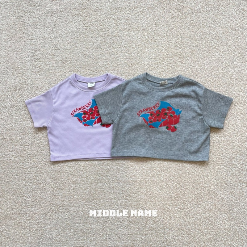 Middle Name - Korean Children Fashion - #prettylittlegirls - Crop Strawberry Tee