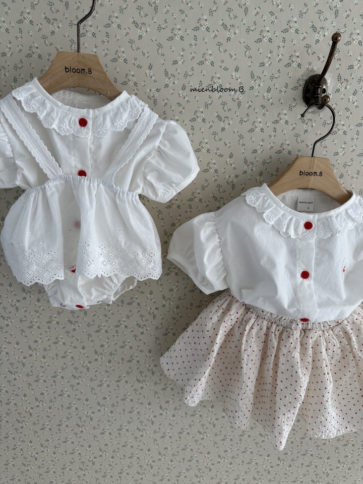 Mienbloom B - Korean Baby Fashion - #babyboutique - Bebe Red Embroidered Suit (Dot) - 10