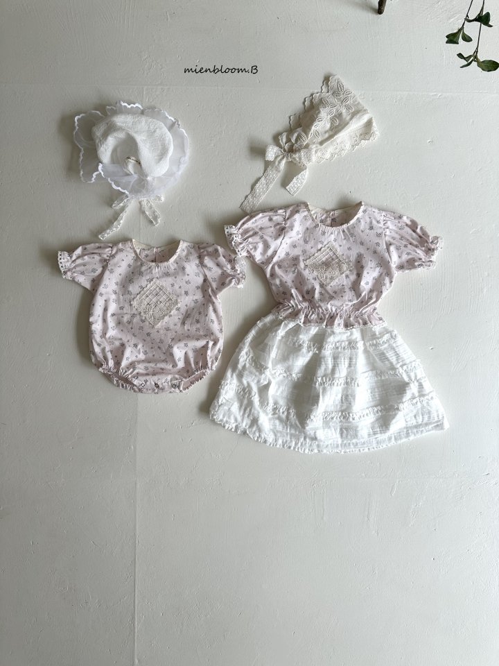 Mienbloom B - Korean Baby Fashion - #babyboutique - Bebe Square Flower Suit (Ivory) - 6