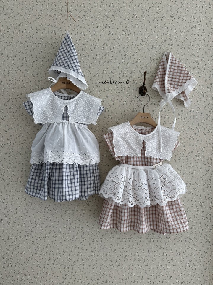 Mienbloom B - Korean Baby Fashion - #babyboutiqueclothing - Bebe Embroidered Check One-piece - 3