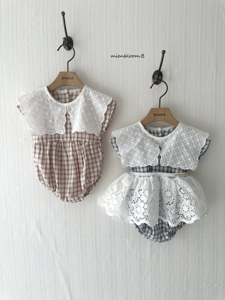 Mienbloom B - Korean Baby Fashion - #babyclothing - Bebe Embroidered Check Suit - 9