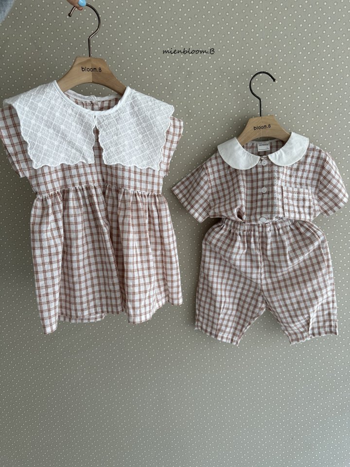 Mienbloom B - Korean Baby Fashion - #babyfashion - Bebe Embroidered Check One-piece - 5