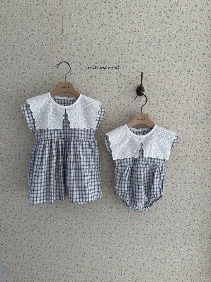 Mienbloom B - Korean Baby Fashion - #babylifestyle - Bebe Embroidered Check One-piece - 8
