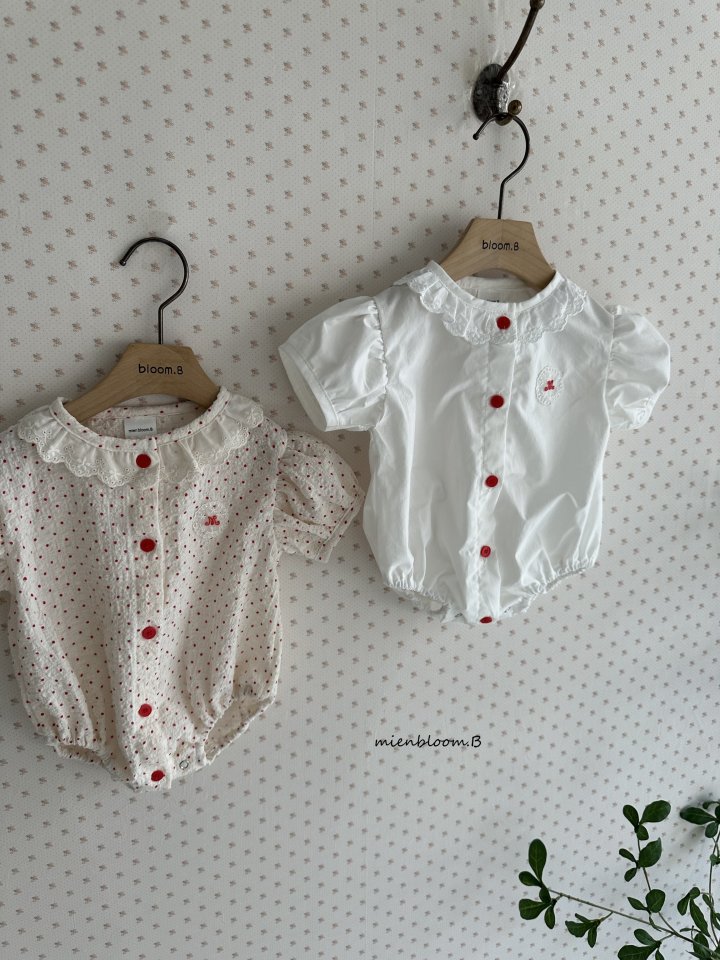 Mienbloom B - Korean Baby Fashion - #babylifestyle - Bebe Red Embroidered Suit (Dot) - 2