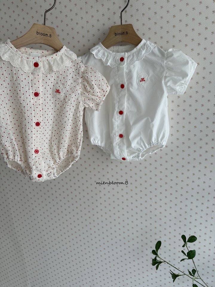 Mienbloom B - Korean Baby Fashion - #babyoninstagram - Bebe Red Embroidered Suit (Dot) - 4