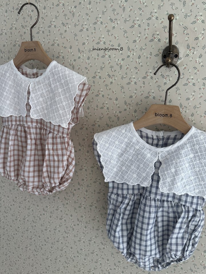 Mienbloom B - Korean Baby Fashion - #babyoutfit - Bebe Embroidered Check Suit - 2