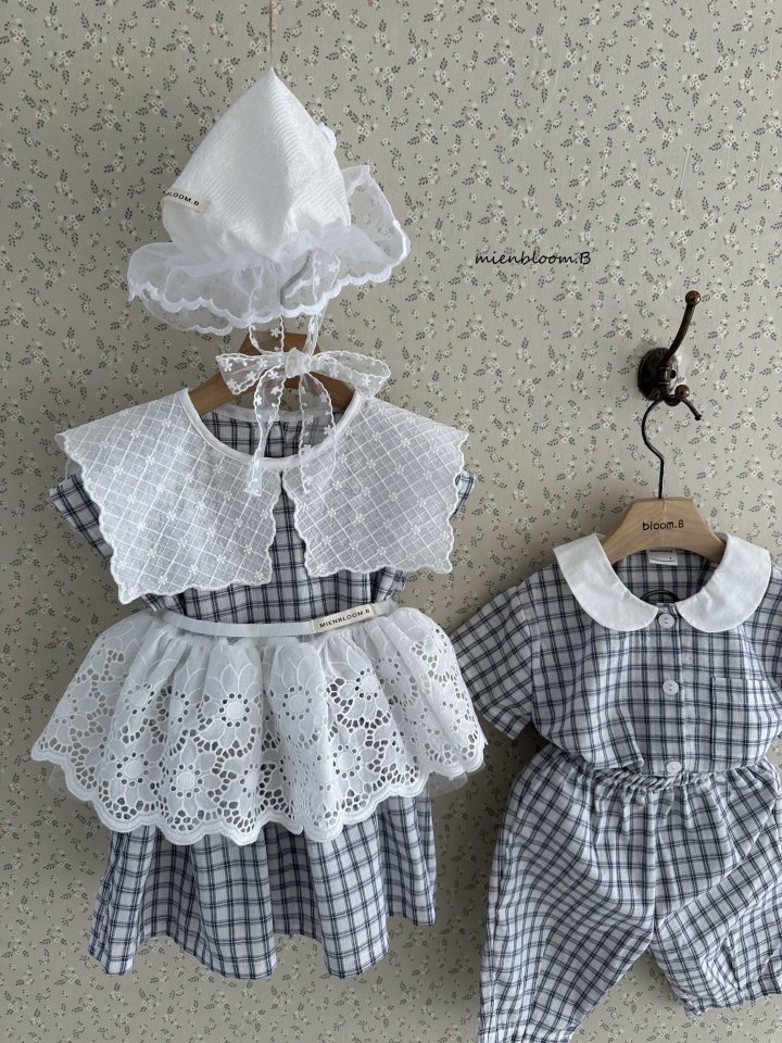 Mienbloom B - Korean Baby Fashion - #babyoutfit - Bebe Embroidered Check One-piece - 11