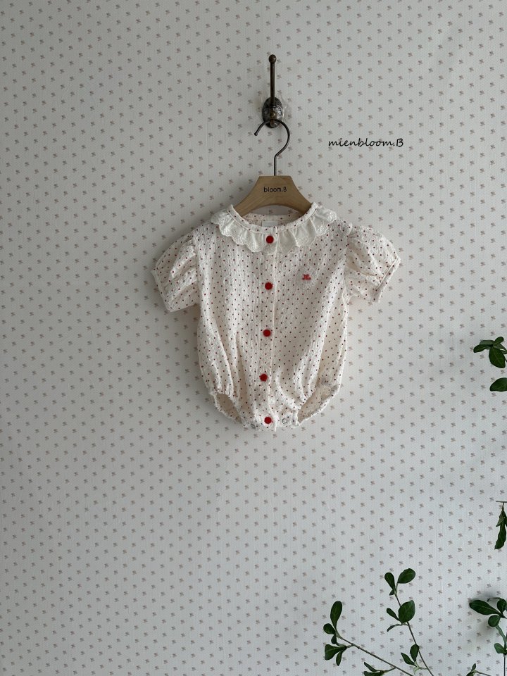 Mienbloom B - Korean Baby Fashion - #babyoutfit - Bebe Red Embroidered Suit (Dot) - 5