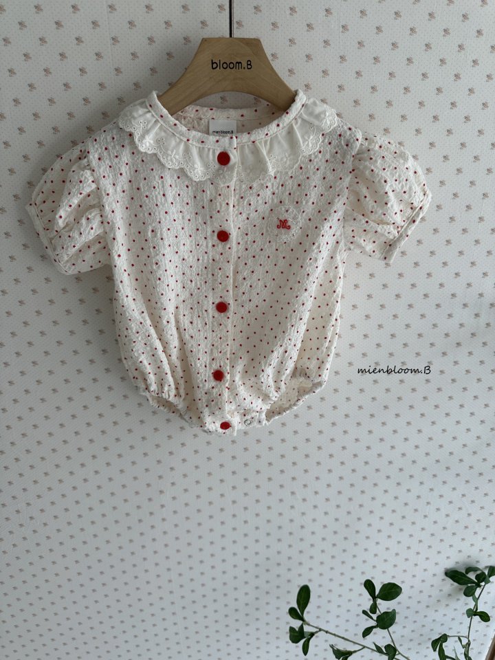 Mienbloom B - Korean Baby Fashion - #babyoutfit - Bebe Red Embroidered Suit (Dot) - 6