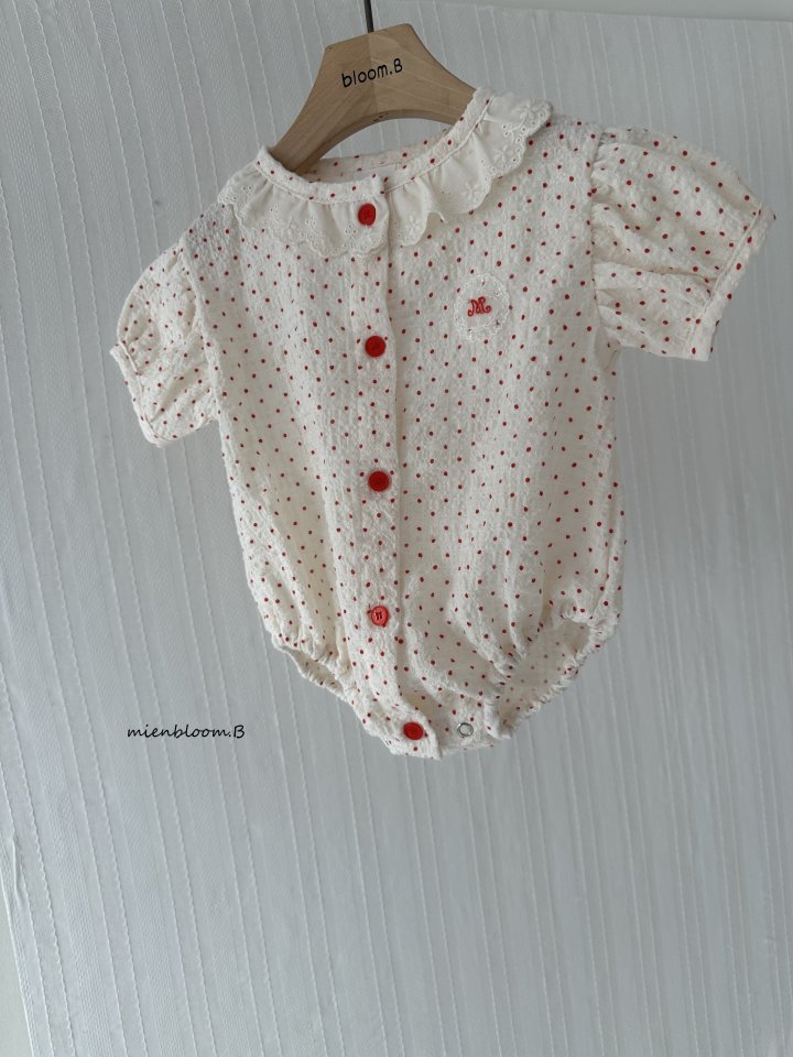 Mienbloom B - Korean Baby Fashion - #babywear - Bebe Red Embroidered Suit (Dot) - 7