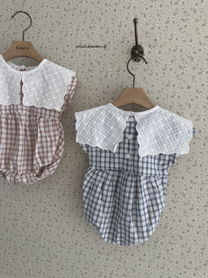 Mienbloom B - Korean Baby Fashion - #babywear - Bebe Embroidered Check Suit - 4