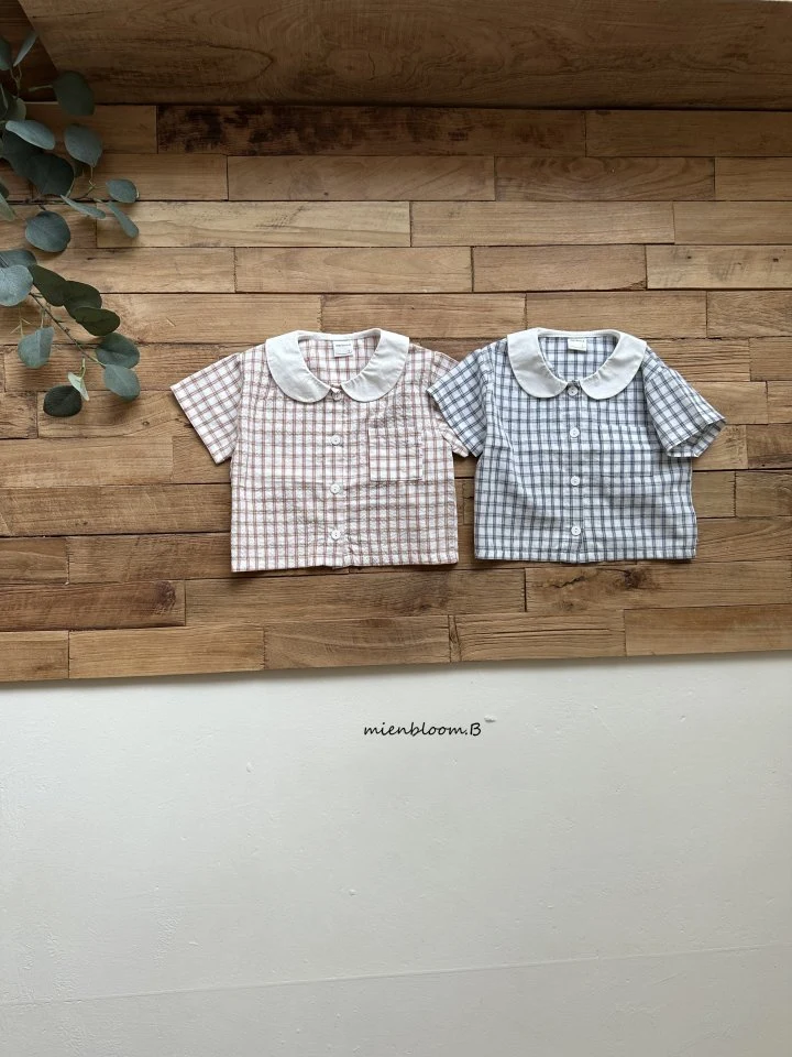 Mienbloom B - Korean Baby Fashion - #onlinebabyboutique - Bebe Collar Check Shirt