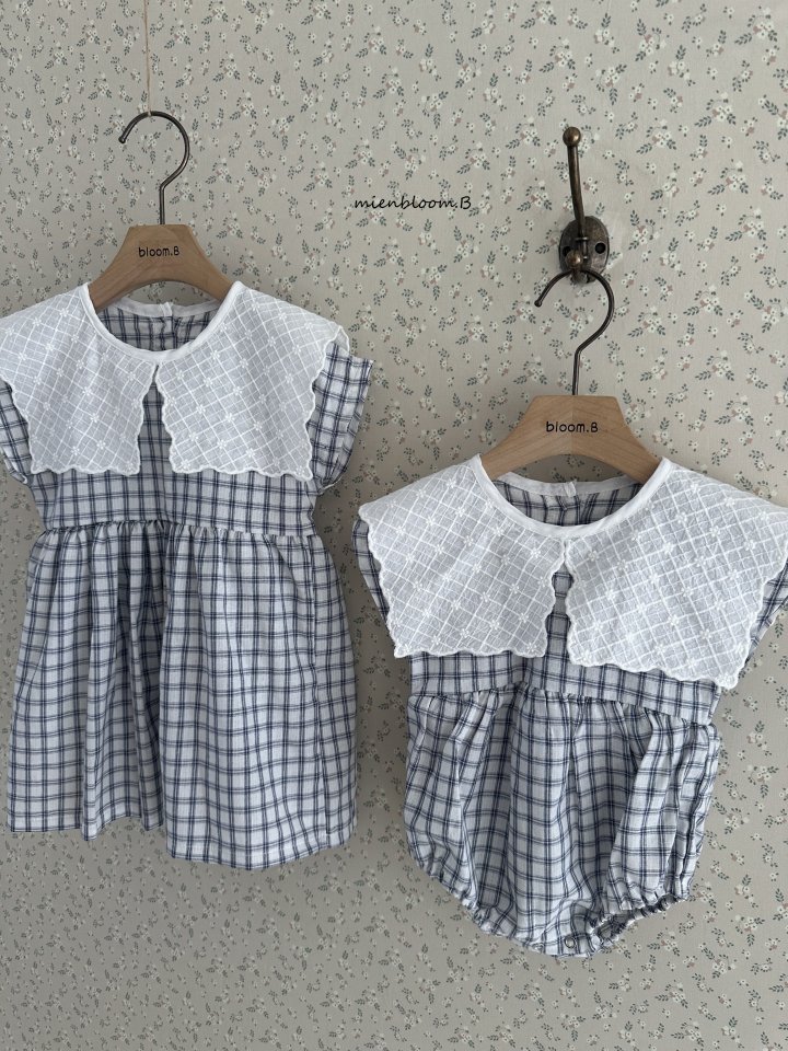 Mienbloom B - Korean Baby Fashion - #onlinebabyshop - Bebe Embroidered Check Suit - 5