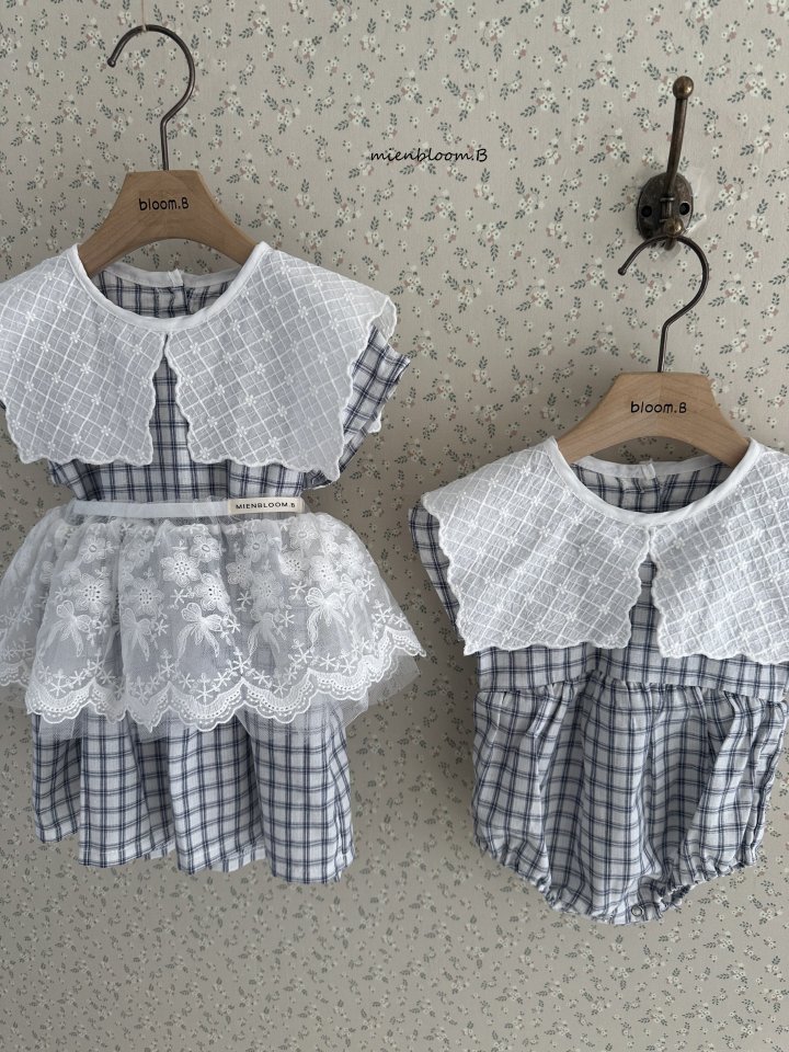 Mienbloom B - Korean Baby Fashion - #smilingbaby - Bebe Embroidered Check Suit - 6