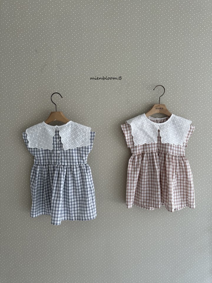Mienbloom B - Korean Baby Fashion - #smilingbaby - Bebe Embroidered Check One-piece