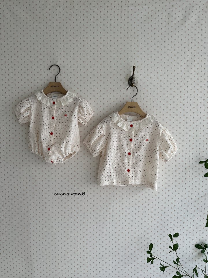Mienbloom B - Korean Children Fashion - #Kfashion4kids - Kids Red Embroidery Blouse (Dot) - 3
