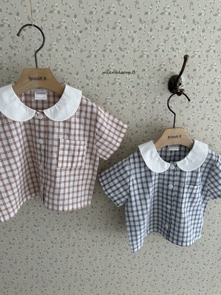 Mienbloom B - Korean Children Fashion - #stylishchildhood - Kids Collar Check Shirt - 4