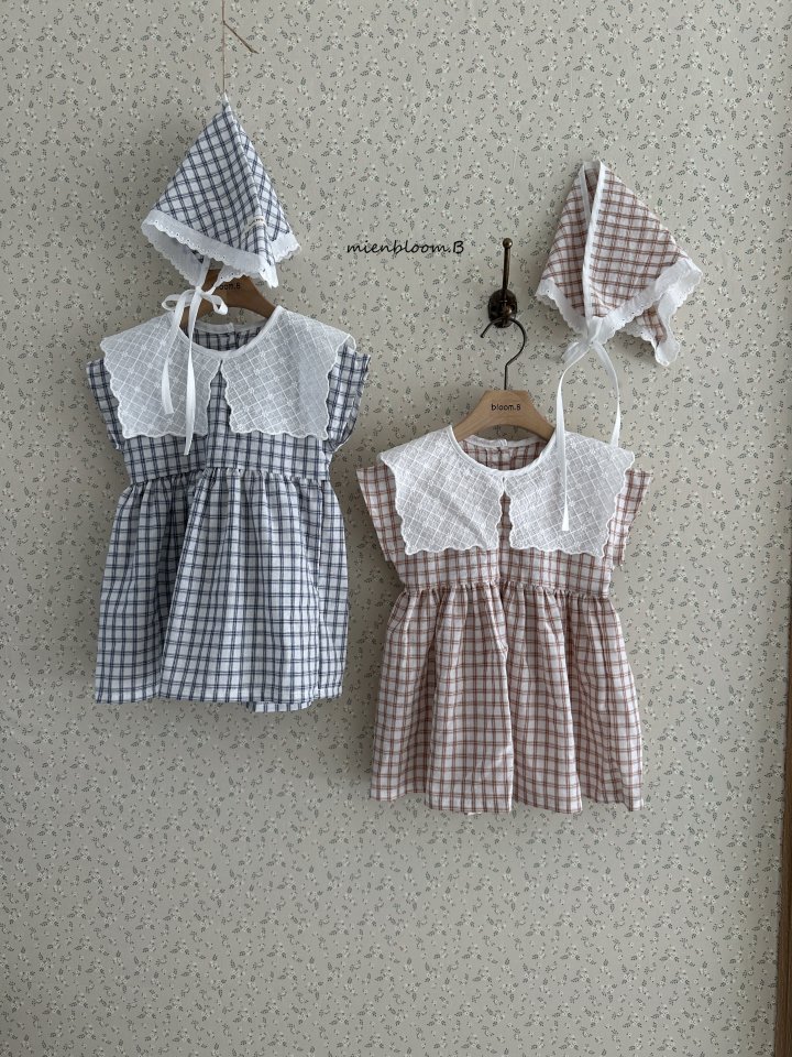 Mienbloom B - Korean Children Fashion - #childofig - Kids Embroidered Check One-piece - 2