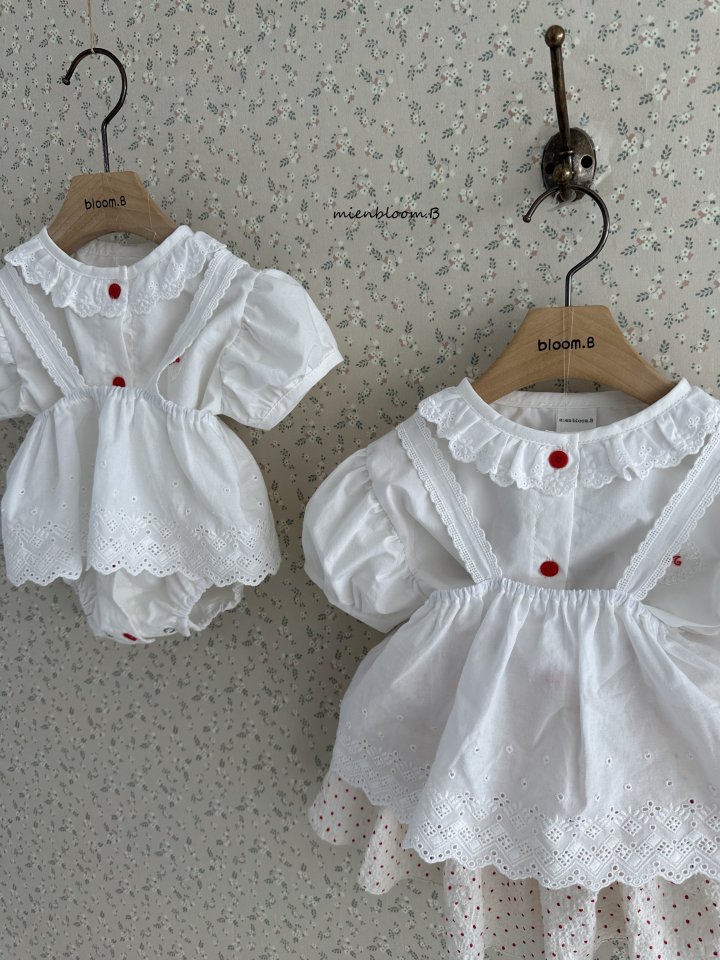 Mienbloom B - Korean Children Fashion - #childrensboutique - Kids Red Embroidery Blouse (Dot) - 10